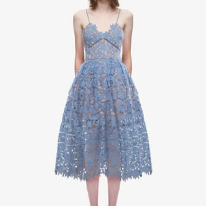 Self-Portrait Blue Lace Midi Dress